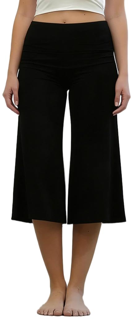 LILTWIST Women Y2k Low Rise Gaucho Pants Foldover Wide Leg Capris Palazzo Yoga Pants Flowy Cropped Culottes Lounge Bottoms