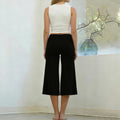LILTWIST Women Y2k Low Rise Gaucho Pants Foldover Wide Leg Capris Palazzo Yoga Pants Flowy Cropped Culottes Lounge Bottoms